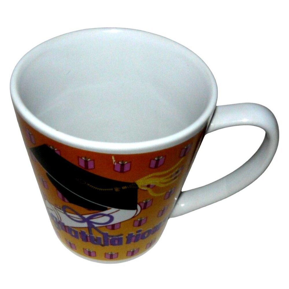 Graduation Cap Diploma Ceramic Mug Cup With "Congratulations" Text Gift Pattern - Picture 2 of 4